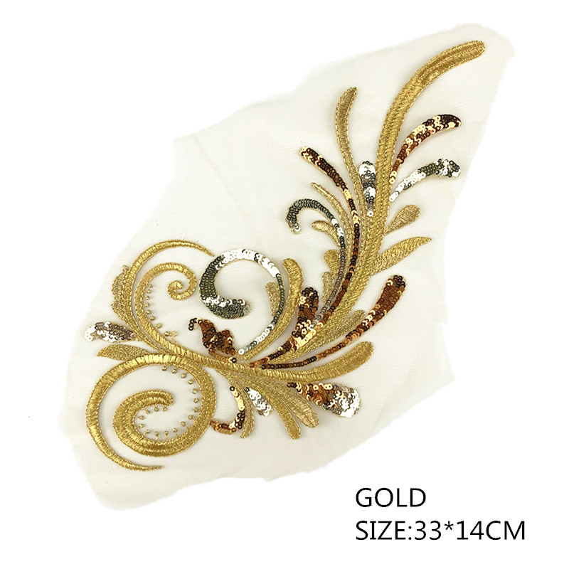 1PCS  Wedding dress neckline lace flower performance costume embroidery patch accessories DIY headdress sequins ZA55