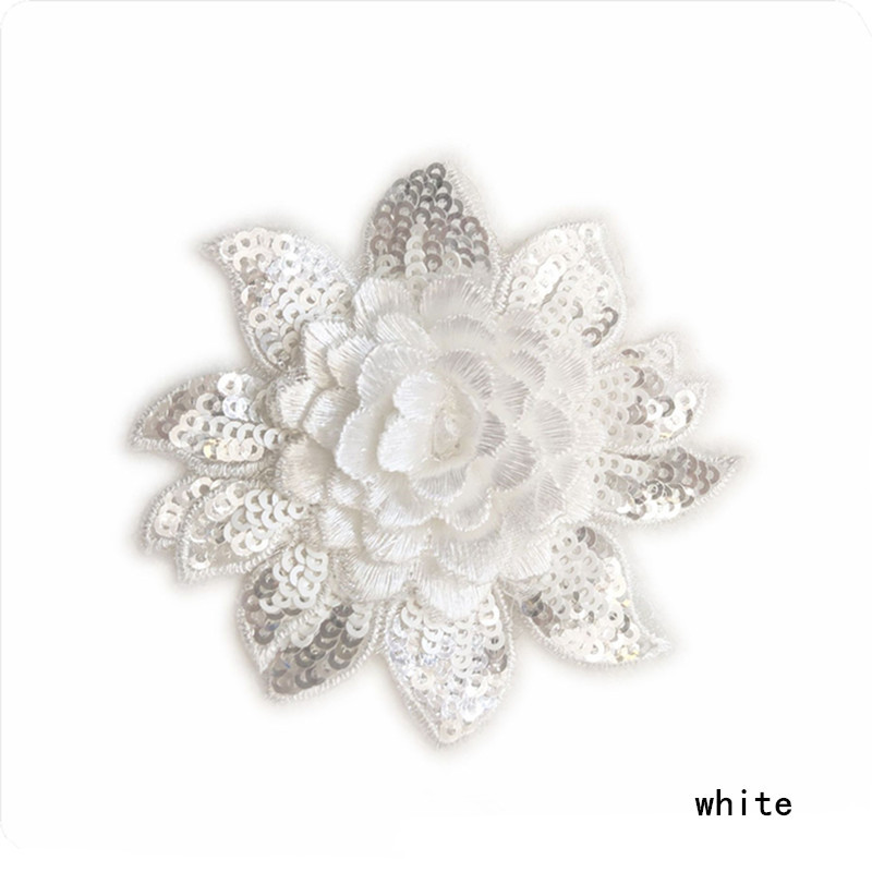 DIY rhinestone beaded sequin lace embroidery applique embroidered patch fabric clothing 3D flower for cheongsam LT05