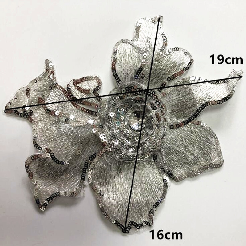 10PCS Sequin bead embroidery flower cloth paste 10 colors sew on wedding stage cloth patch paste accessories ZA70