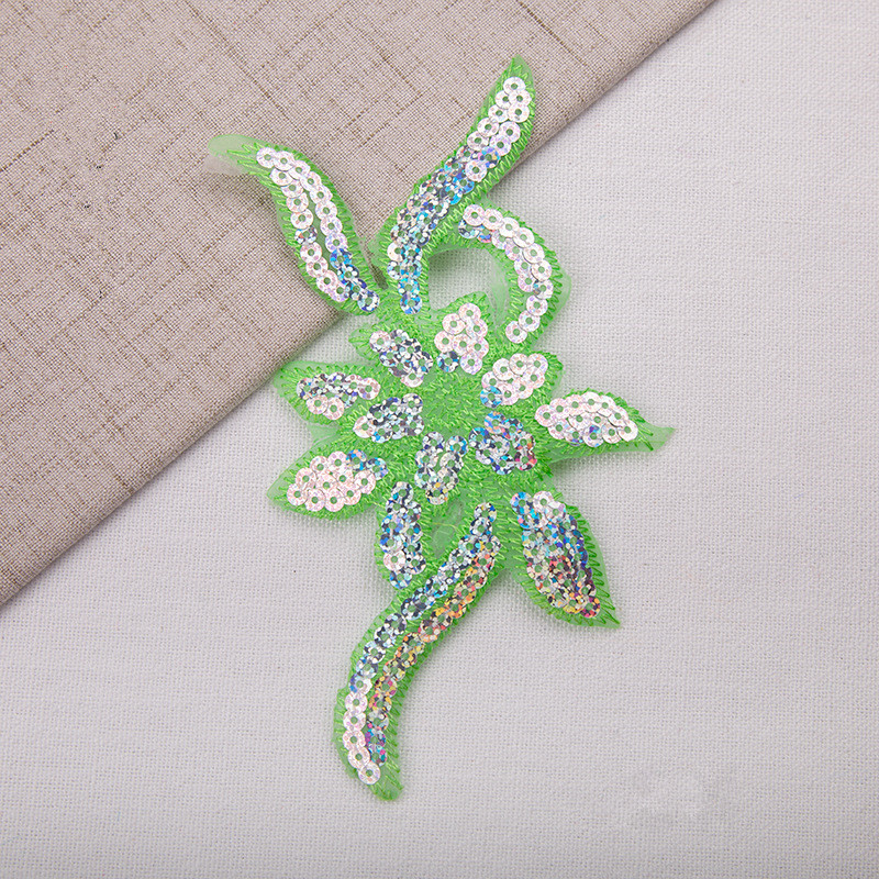 Ethnic embroidery fabric with sequin stickers Flower LACE Patch Bridal Wedding Dress Embossed Beading Embroidery lace Appliques  CA063