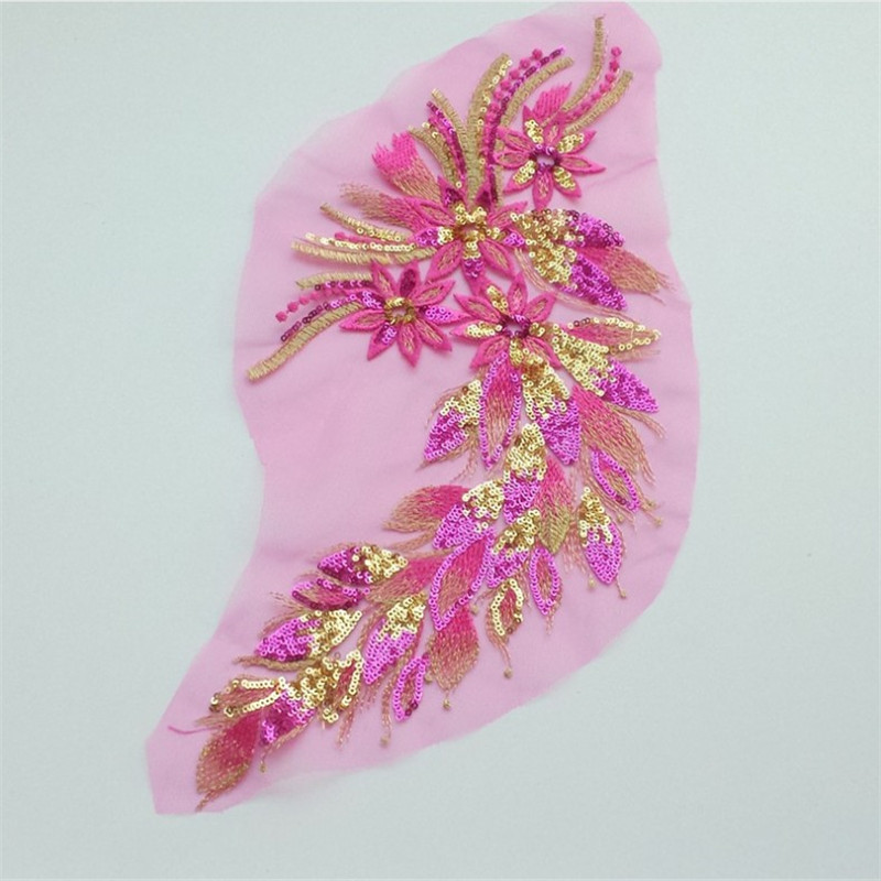 CHICKNIT fashion 2pcs embroidered lace flower applique patch clothes Shoulder flower diy garment accessories ZA63