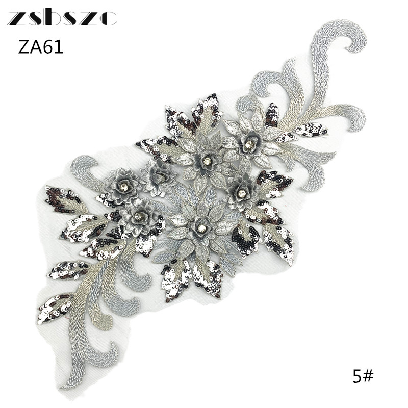 1PCS  High-quality new red beaded three-dimensional lace trim wedding dress costumes handmade DIY decorations ZA61