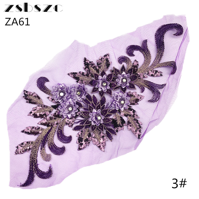 1PCS  High-quality new red beaded three-dimensional lace trim wedding dress costumes handmade DIY decorations ZA61