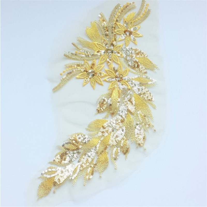 CHICKNIT fashion 2pcs embroidered lace flower applique patch clothes Shoulder flower diy garment accessories ZA63