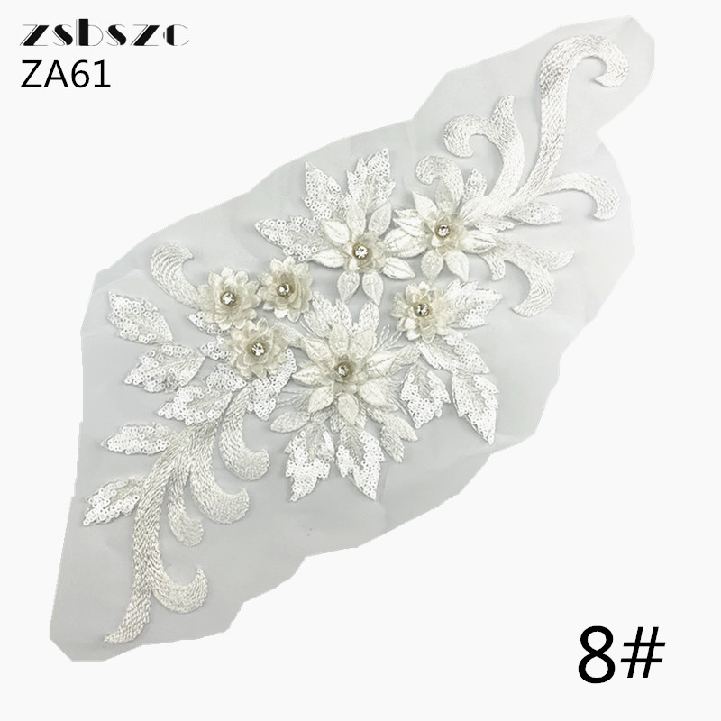 1PCS  High-quality new red beaded three-dimensional lace trim wedding dress costumes handmade DIY decorations ZA61