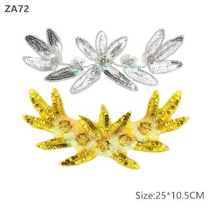 zsbszc 1 pcs 25*10.5CM High-end 3D sequins embroidery cloth patch Applique Patches Clothing DIY Embroidery Sticker ZA72