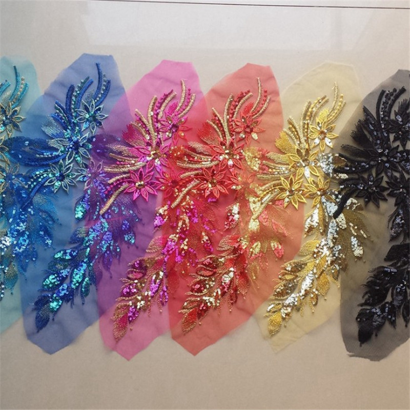 CHICKNIT fashion 2pcs embroidered lace flower applique patch clothes Shoulder flower diy garment accessories ZA63