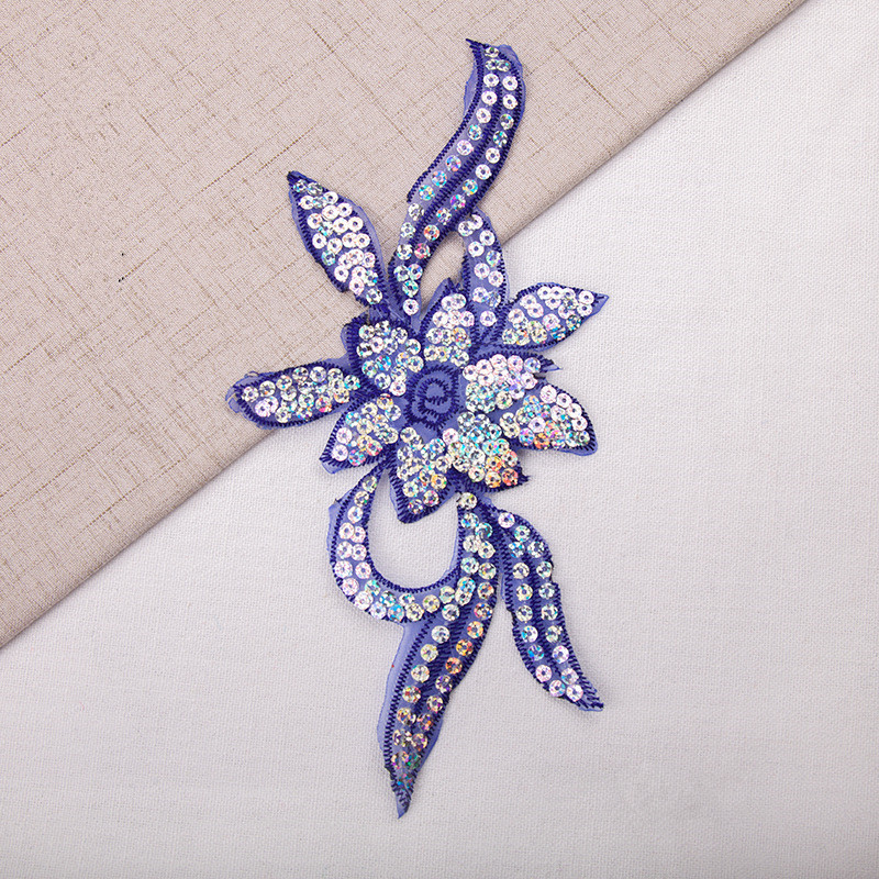 Ethnic embroidery fabric with sequin stickers Flower LACE Patch Bridal Wedding Dress Embossed Beading Embroidery lace Appliques  CA063