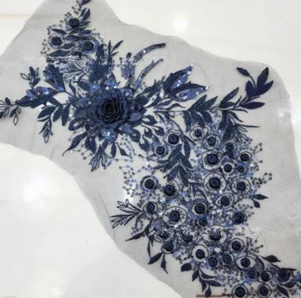 CHICKNIT 45*26cm 3D costume wedding fashion sequin embroidery lace flower applique clothes diy gown clothing accessories ZA74