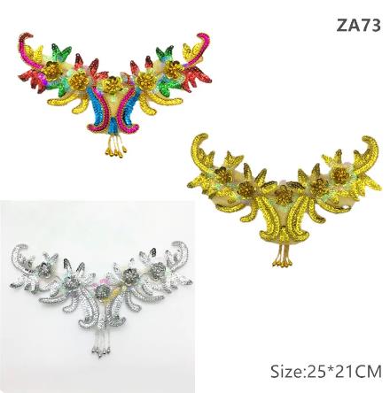 zsbszc 1 pcs 25*21CM gold silver 3D sequins embroidery cloth patch Applique Patches Clothing DIY Embroidery Sticker ZA73