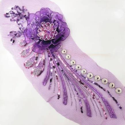 CHICKNIT 30*14cm purple 3D costume wedding new sequin embroidery lace gown applique clothes diy gown clothing accessories ZA78