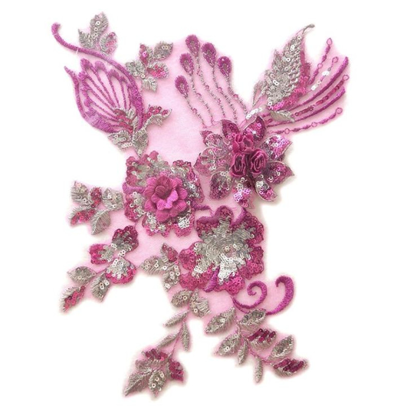 CHICKNIT 29*23cm 3D costume wedding new sequin embroidery lace gown applique clothes diy gown clothing accessories ZA75