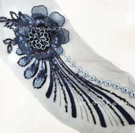 CHICKNIT 30*14cm purple 3D costume wedding new sequin embroidery lace gown applique clothes diy gown clothing accessories ZA78