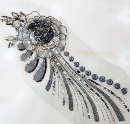 CHICKNIT 30*14cm purple 3D costume wedding new sequin embroidery lace gown applique clothes diy gown clothing accessories ZA78