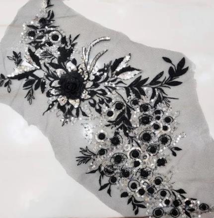 CHICKNIT 45*26cm 3D costume wedding fashion sequin embroidery lace flower applique clothes diy gown clothing accessories ZA74