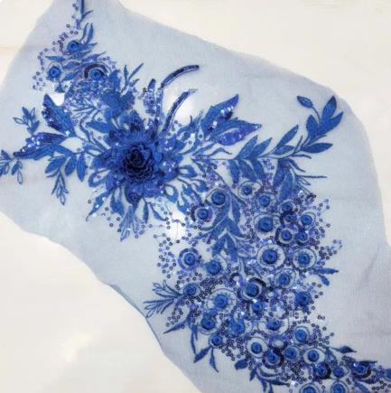 CHICKNIT 45*26cm 3D costume wedding fashion sequin embroidery lace flower applique clothes diy gown clothing accessories ZA74