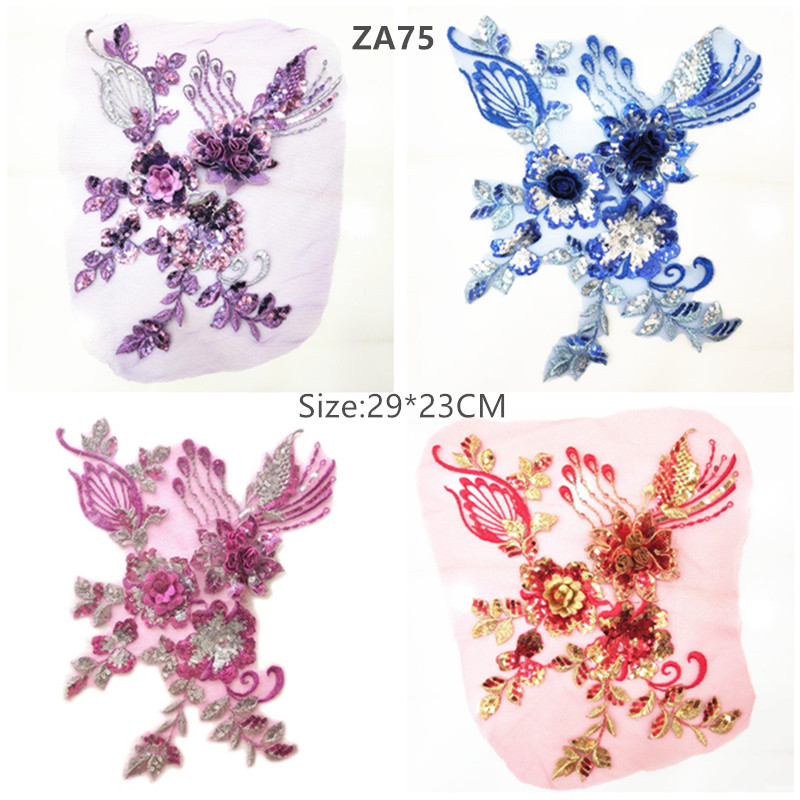CHICKNIT 29*23cm 3D costume wedding new sequin embroidery lace gown applique clothes diy gown clothing accessories ZA75