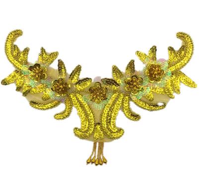 zsbszc 1 pcs 25*21CM gold silver 3D sequins embroidery cloth patch Applique Patches Clothing DIY Embroidery Sticker ZA73