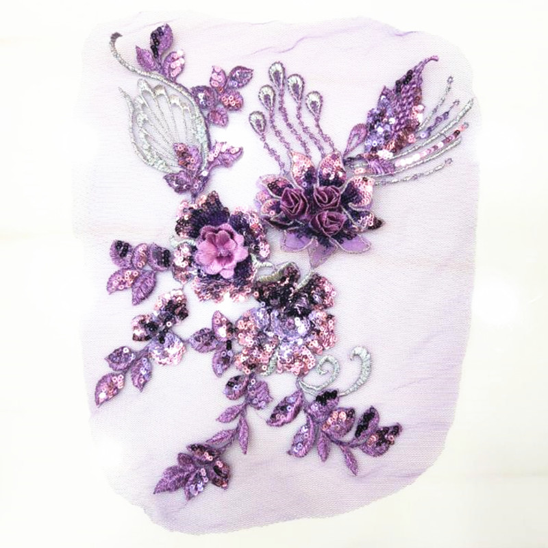 CHICKNIT 29*23cm 3D costume wedding new sequin embroidery lace gown applique clothes diy gown clothing accessories ZA75