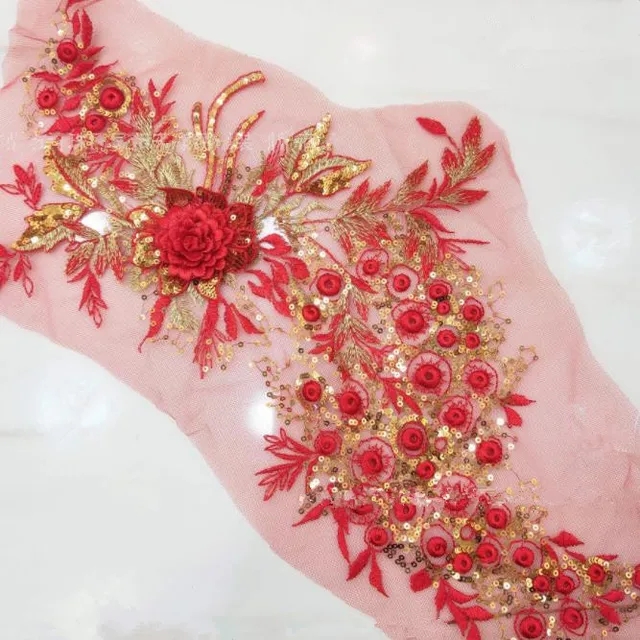 CHICKNIT 45*26cm 3D costume wedding fashion sequin embroidery lace flower applique clothes diy gown clothing accessories ZA74