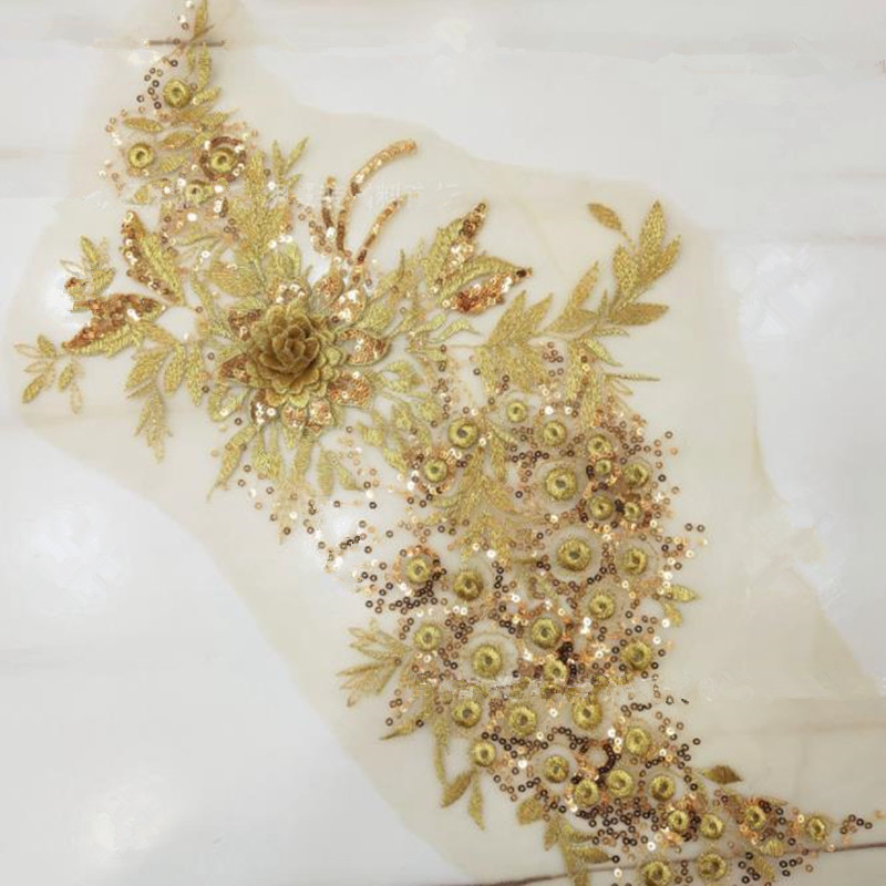 CHICKNIT 45*26cm 3D costume wedding fashion sequin embroidery lace flower applique clothes diy gown clothing accessories ZA74