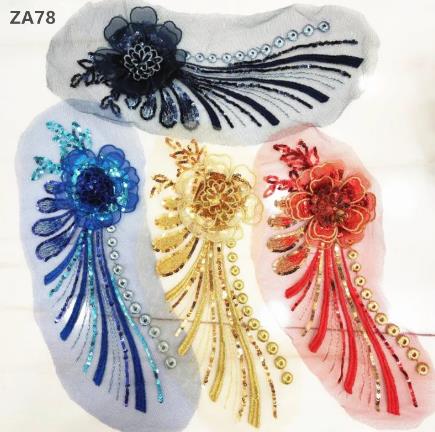 CHICKNIT 30*14cm purple 3D costume wedding new sequin embroidery lace gown applique clothes diy gown clothing accessories ZA78