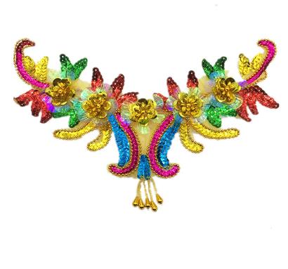 zsbszc 1 pcs 25*21CM gold silver 3D sequins embroidery cloth patch Applique Patches Clothing DIY Embroidery Sticker ZA73