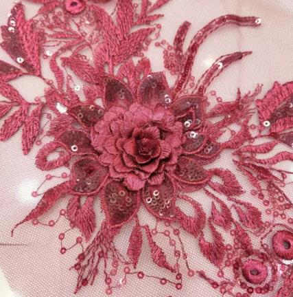 CHICKNIT 45*26cm 3D costume wedding fashion sequin embroidery lace flower applique clothes diy gown clothing accessories ZA74