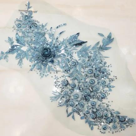 CHICKNIT 45*26cm 3D costume wedding fashion sequin embroidery lace flower applique clothes diy gown clothing accessories ZA74