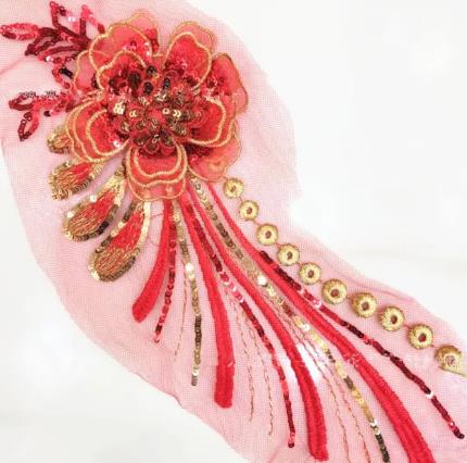 CHICKNIT 30*14cm purple 3D costume wedding new sequin embroidery lace gown applique clothes diy gown clothing accessories ZA78