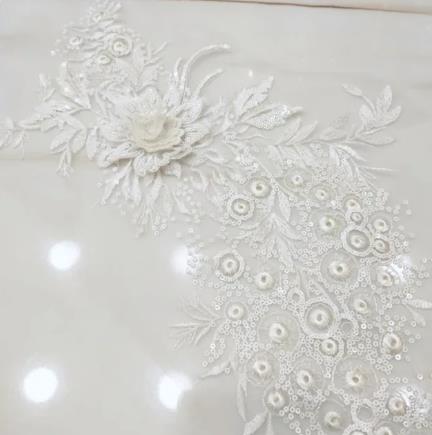 CHICKNIT 45*26cm 3D costume wedding fashion sequin embroidery lace flower applique clothes diy gown clothing accessories ZA74