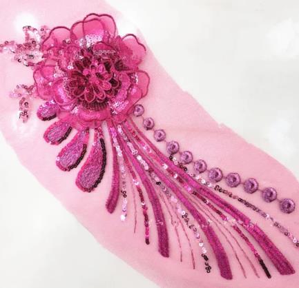 CHICKNIT 30*14cm purple 3D costume wedding new sequin embroidery lace gown applique clothes diy gown clothing accessories ZA78