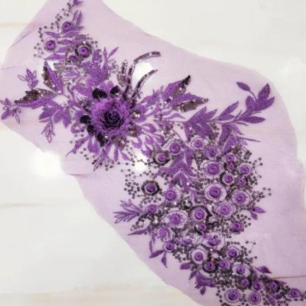 CHICKNIT 45*26cm 3D costume wedding fashion sequin embroidery lace flower applique clothes diy gown clothing accessories ZA74