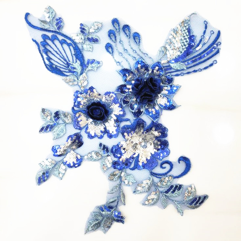 CHICKNIT 29*23cm 3D costume wedding new sequin embroidery lace gown applique clothes diy gown clothing accessories ZA75