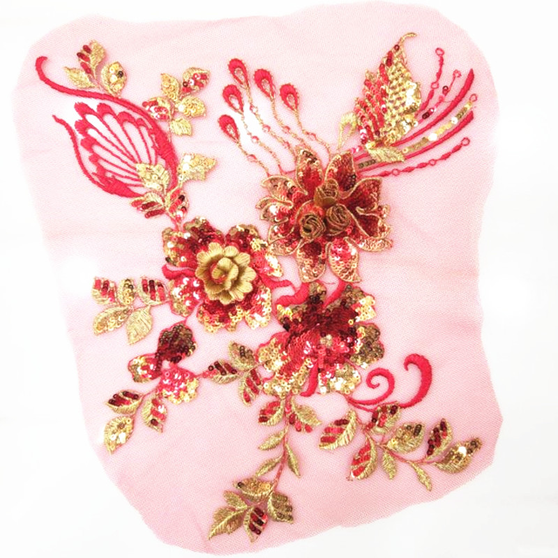 CHICKNIT 29*23cm 3D costume wedding new sequin embroidery lace gown applique clothes diy gown clothing accessories ZA75