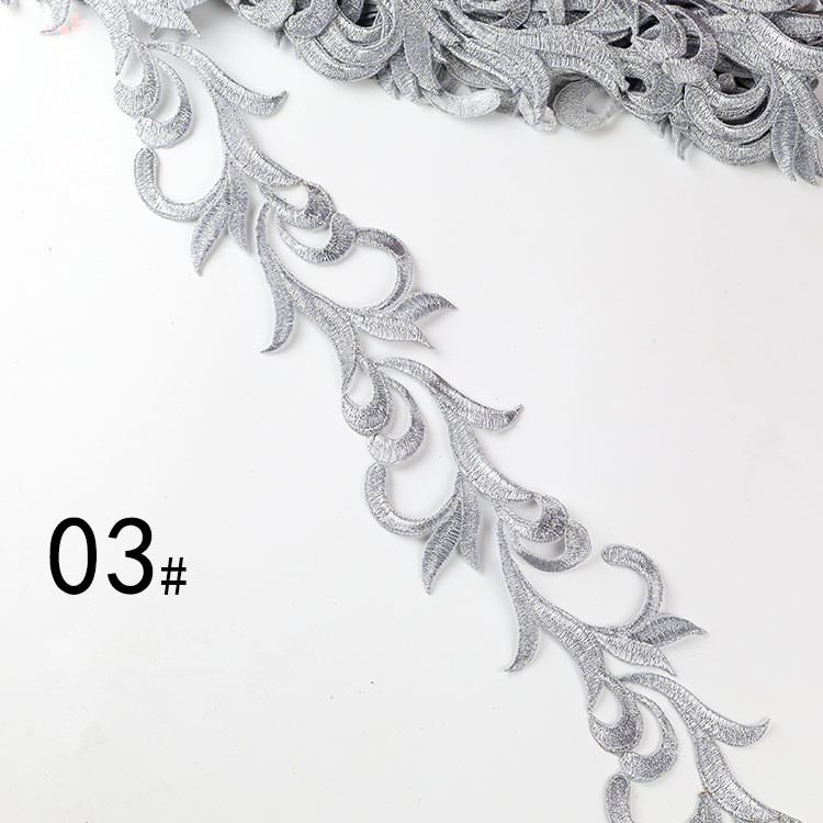 Embroidered lace with gold and silver ancient costume patterns diy ethnic garment costume dress embellished textile iron-on lace trims CB02