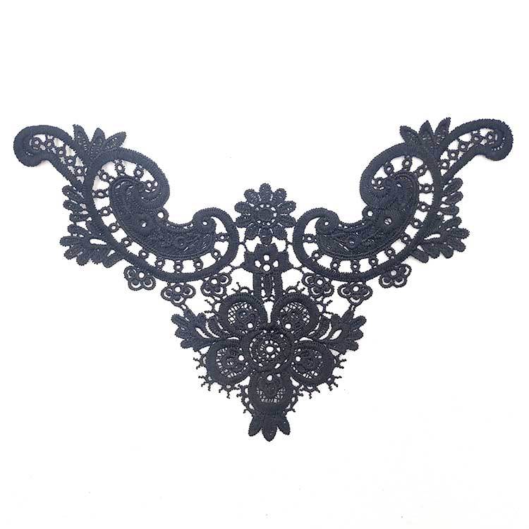 Water-soluble milk silk embroidery floral guipure crochet bodice lace applique CA073