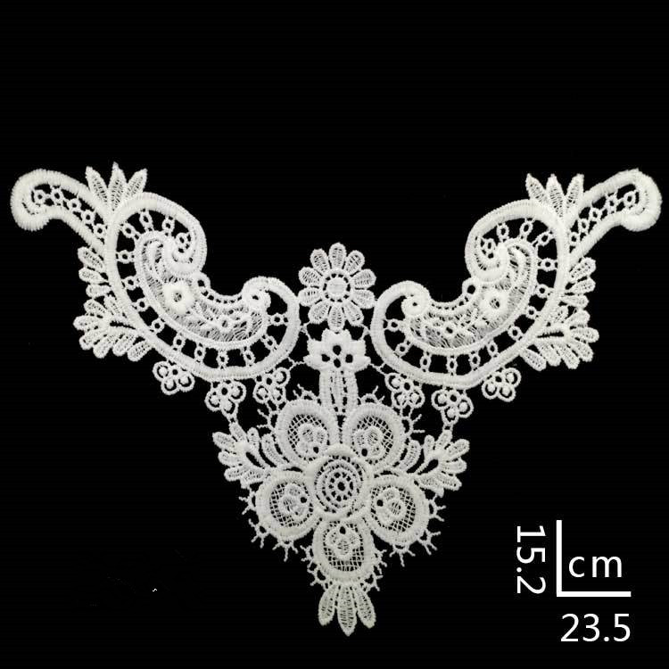 Water-soluble milk silk embroidery floral guipure crochet bodice lace applique CA073