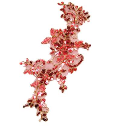 CHICKNIT   5pcs   28*13CM costume wedding fashion royalblue sequin embroidery lace flower applique clothes diy clothing accessories ZA83