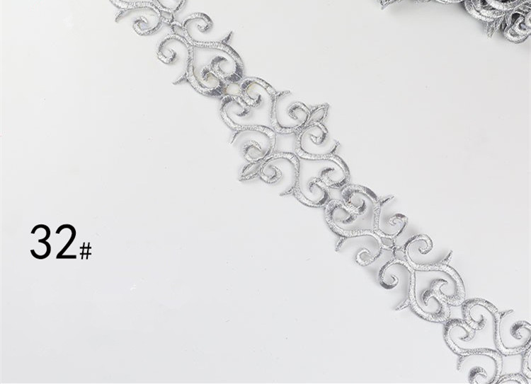 Embroidered lace with gold and silver ancient costume patterns diy ethnic garment costume dress embellished textile iron-on lace trims CB02