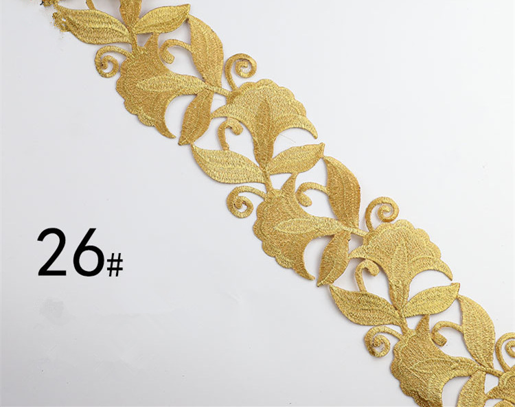 Embroidered lace with gold and silver ancient costume patterns diy ethnic garment costume dress embellished textile iron-on lace trims CB02