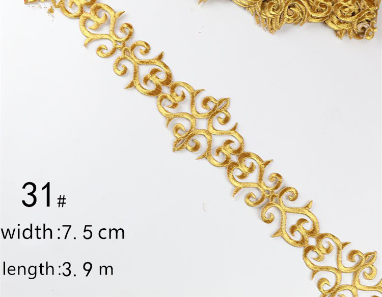 Embroidered lace with gold and silver ancient costume patterns diy ethnic garment costume dress embellished textile iron-on lace trims CB02