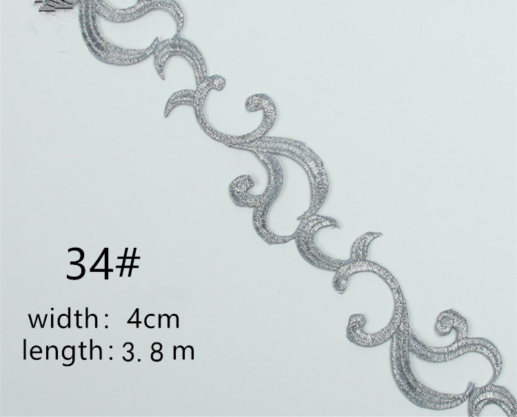 Embroidered lace with gold and silver ancient costume patterns diy ethnic garment costume dress embellished textile iron-on lace trims CB02