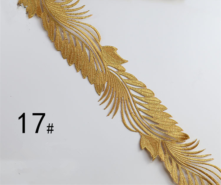 Embroidered lace with gold and silver ancient costume patterns diy ethnic garment costume dress embellished textile iron-on lace trims CB02