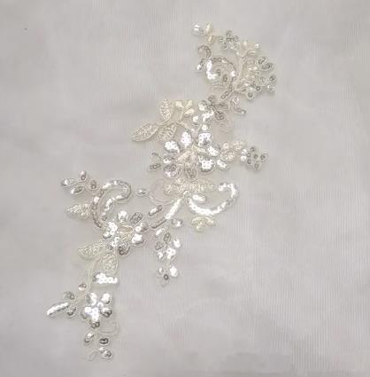 CHICKNIT   5pcs   28*13CM costume wedding fashion royalblue sequin embroidery lace flower applique clothes diy clothing accessories ZA83