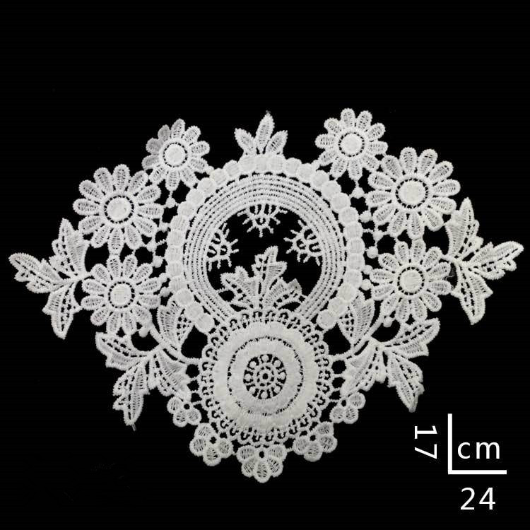 Water-soluble milk silk embroidery floral guipure crochet bodice lace applique CA073