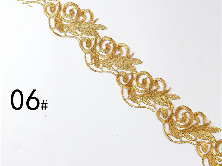 Embroidered lace with gold and silver ancient costume patterns diy ethnic garment costume dress embellished textile iron-on lace trims CB02