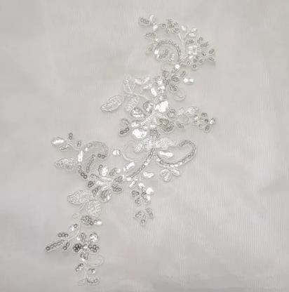 CHICKNIT   5pcs   28*13CM costume wedding fashion royalblue sequin embroidery lace flower applique clothes diy clothing accessories ZA83