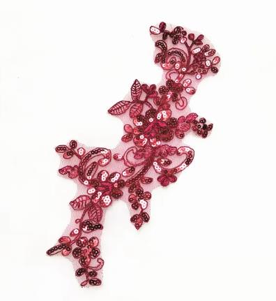 CHICKNIT   5pcs   28*13CM costume wedding fashion royalblue sequin embroidery lace flower applique clothes diy clothing accessories ZA83