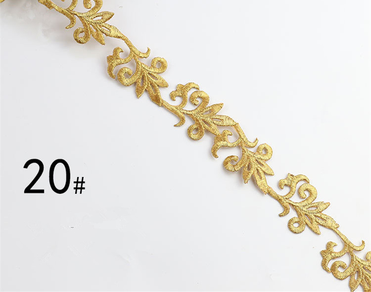 Embroidered lace with gold and silver ancient costume patterns diy ethnic garment costume dress embellished textile iron-on lace trims CB02